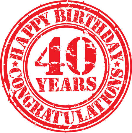 Happy birthday 40 years grunge rubber stamp, vector illustration のイラスト素材