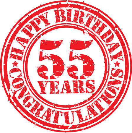Happy birthday 55 years grunge rubber stamp, vector illustration のイラスト素材