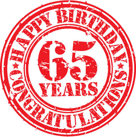 Happy birthday 65 years grunge rubber stamp, vector illustration のイラスト素材