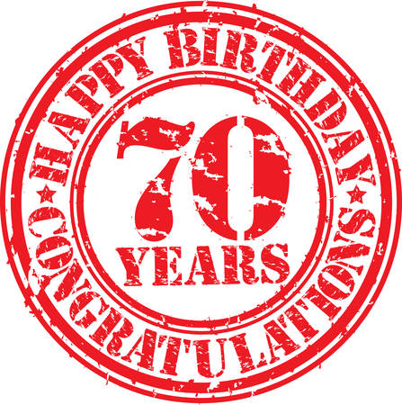 Happy birthday 70 years grunge rubber stamp, vector illustration のイラスト素材