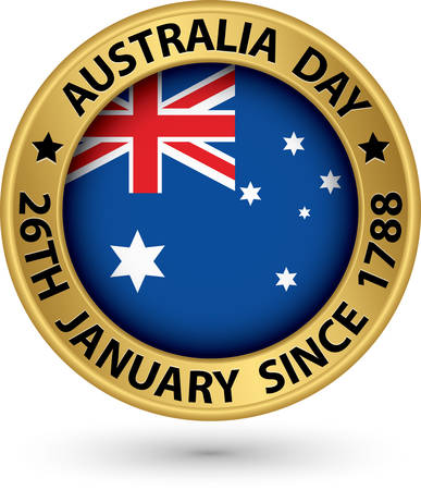 Australia Day gold label, vector illustrationのイラスト素材