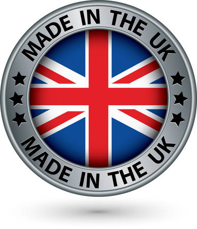 Made in the UK silver label with flagのイラスト素材