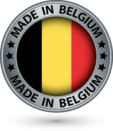 Made in Belgium silver label with flagのイラスト素材