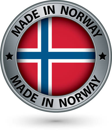Made in Norway silver label with flag, vector illustrationのイラスト素材