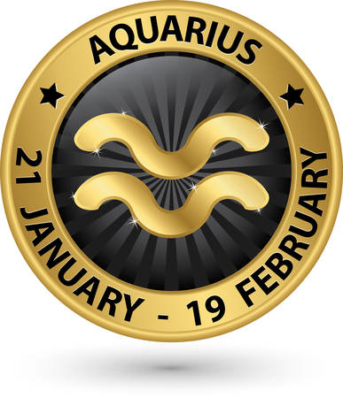 Aquarius zodiac gold sign, virgo symbol vector illustrationのイラスト素材