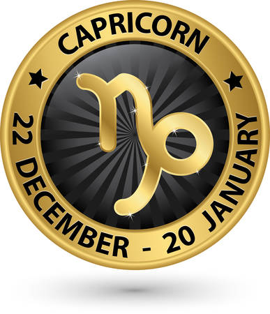 Capricorn zodiac gold sign, virgo symbol vector illustrationのイラスト素材