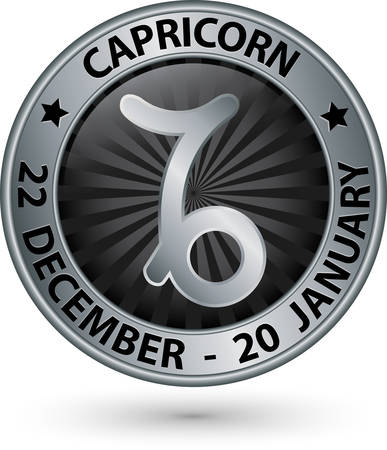 Capricorn zodiac silver sign, virgo symbol vector illustrationのイラスト素材