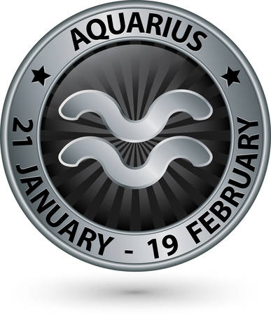 Aquarius zodiac silver sign, virgo symbol vector illustrationのイラスト素材
