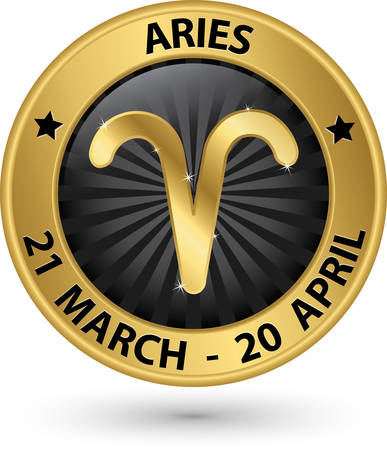 Aries zodiac gold sign, aries symbol vector illustrationのイラスト素材