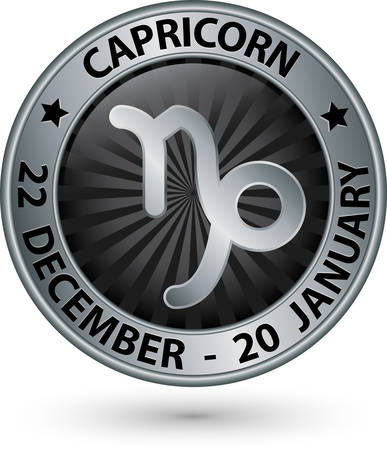 Capricorn zodiac silver sign, virgo symbol vector illustrationのイラスト素材