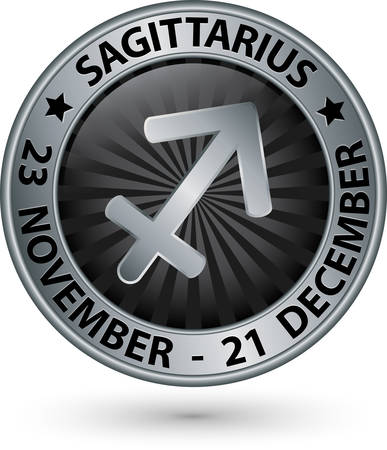 Sagittarius zodiac silver sign, sagittarius symbol vector illustrationのイラスト素材