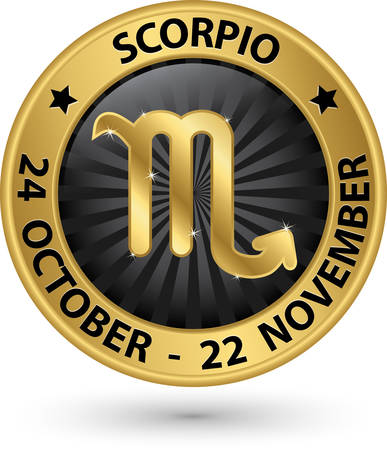 Scorpio zodiac gold sign, virgo symbol vector illustrationのイラスト素材