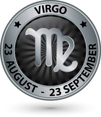 Virgo zodiac silver sign, virgo symbol vector illustrationのイラスト素材