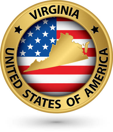 Virginia state gold label with state mapのイラスト素材