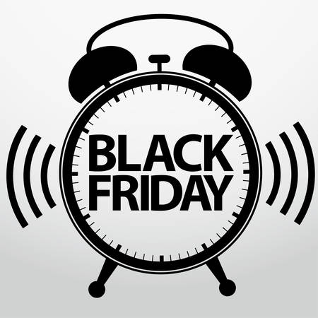 Black friday alarm clock icon, vector illustrationのイラスト素材