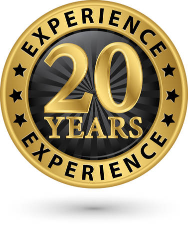 20 years experience gold label, vector illustrationのイラスト素材