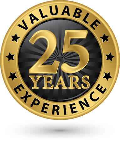 25 years valuable experience gold label, vector illustrationのイラスト素材