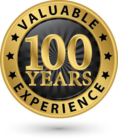100 years valuable experience gold label, vector illustrationのイラスト素材