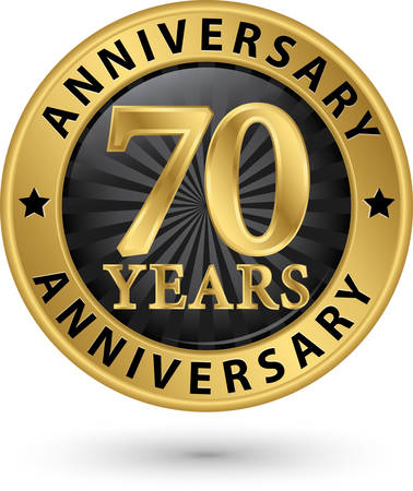 70 years anniversary gold label, vector illustrationのイラスト素材
