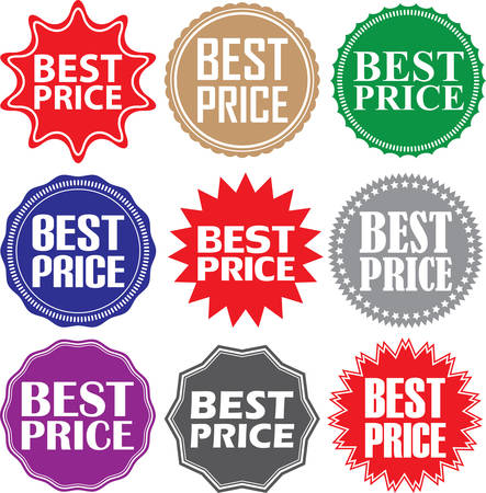 Best price signs set, best price sticker set, illustrationのイラスト素材