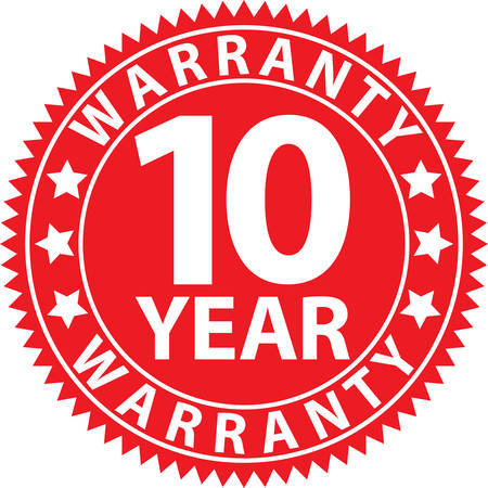 10 year warranty red sign, vector illustrationのイラスト素材