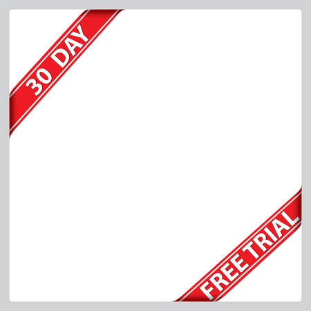 30 day free trial red ribbon, vector illustrationのイラスト素材