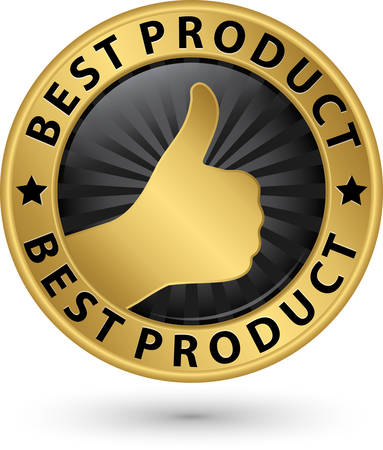 Best product golden sign with thumb up, vector illustrationのイラスト素材