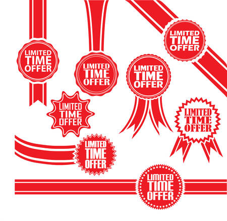 Limited time offer signs set, Limited time offerr sticker set, vector illustrationのイラスト素材