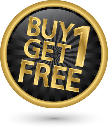 Buy 1 get 1 free golden label, vector illustrationのイラスト素材