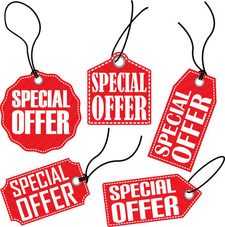 Special offer red tag set, vector illustrationのイラスト素材