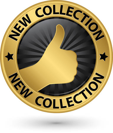 New collection golden sign with thumb up, vector illustrationのイラスト素材