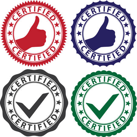 Certified label set, vector illustrationのイラスト素材
