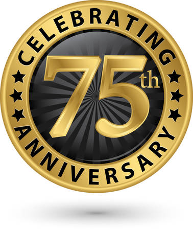 Celebrating 75th anniversary gold label, vector illustration のイラスト素材