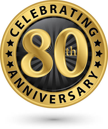 Celebrating 80th anniversary gold label, vector illustration のイラスト素材