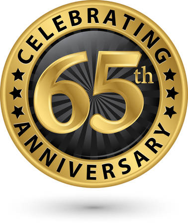 Celebrating 65th anniversary gold label, vector illustration のイラスト素材