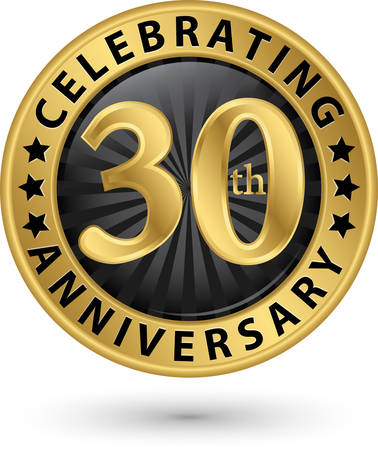 Celebrating 30th anniversary gold label, vector illustration のイラスト素材