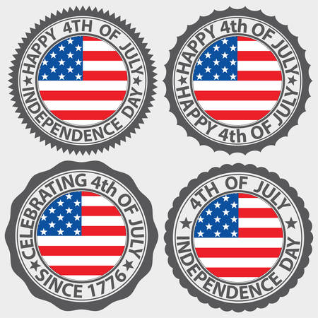 4th of July, USA independence day label set, vector illustrationのイラスト素材