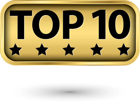 Top 10 golden label, vector illustrationのイラスト素材