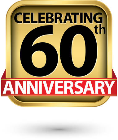 Celebrating 60th years anniversary gold label, vector illustration のイラスト素材