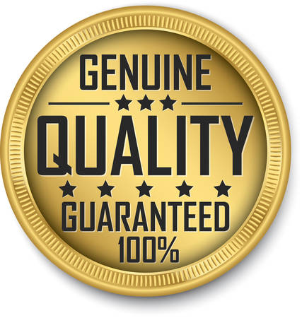 Genuine quality guaranteed 100% gold label, vector illustrationのイラスト素材