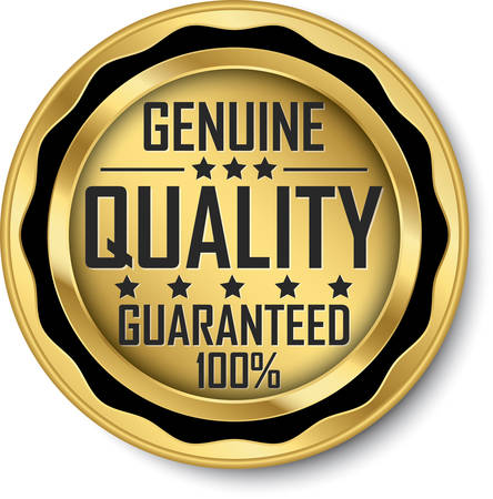 Genuine quality guaranteed 100% gold label, vector illustrationのイラスト素材