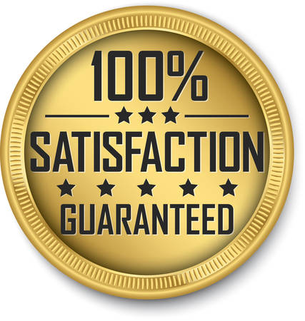 100% satisfaction guaranteed gold label, vector illustrationのイラスト素材