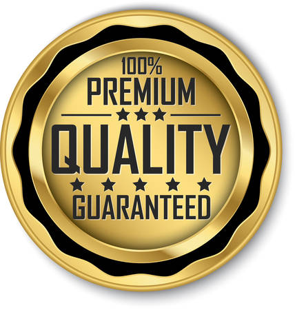 100% premium quality guaranteed gold label, vector illustrationのイラスト素材