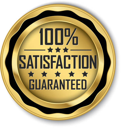 100% satisfaction guaranteed gold label, vector illustrationのイラスト素材