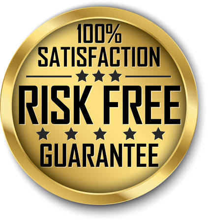 Risk free 100% satisfaction guarantee gold label, vector illustrationのイラスト素材