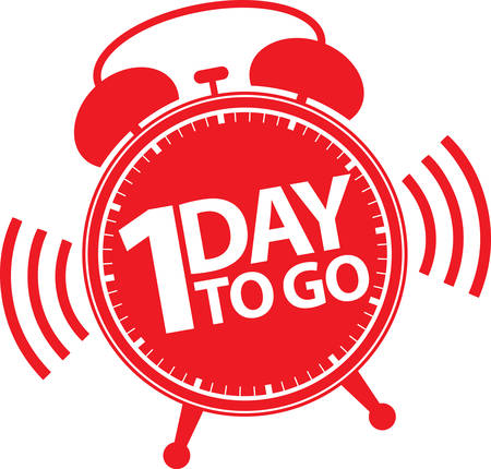 1 day to go alarm clock icon, vector illustrationのイラスト素材