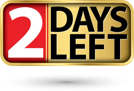 2 days left gold sign, vector illustartionのイラスト素材