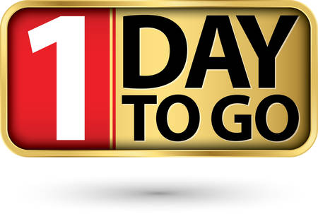 1 day to go gold sign, vector illustartionのイラスト素材