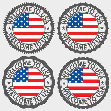 Welcome to USA label set, vector illustrationのイラスト素材