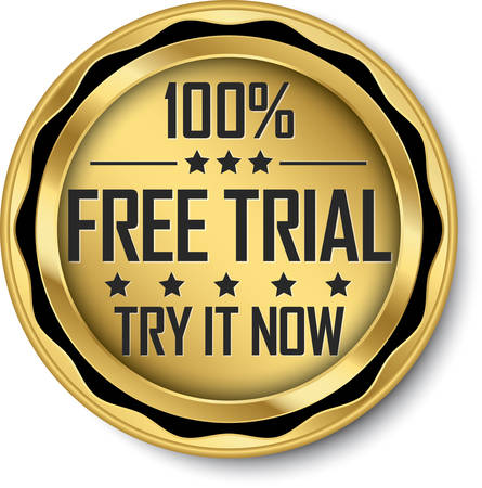 100% free trial gold label, vector illustrationのイラスト素材